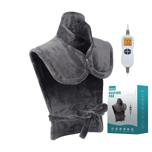 Ruqiji 26" x 35" Neck&Shoulder&Back Heating Pad with12 Temperature Settings, Pain Relief for Back/Neck/Shoulders/Menstrual Pain, Christmas Gifts for Women Men Mom Dad-Dark Grey - Image 1