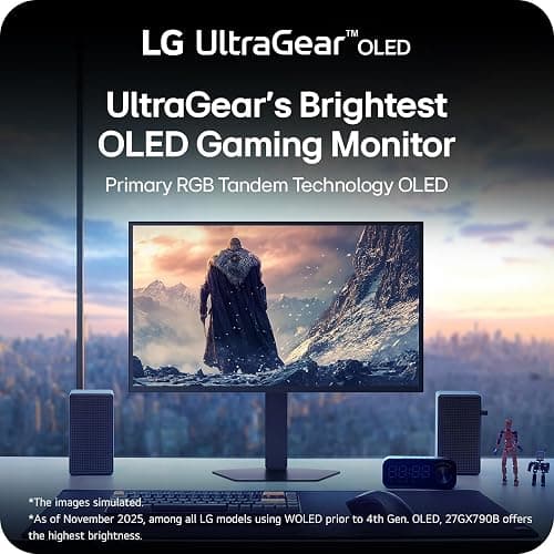 LG 27GX790B-B 27” Ultragear QHD (3440 x 1440) OLED Gaming Monitor, Dual Mode (QHD 540Hz/ HD 720Hz), 0.02ms, TrueBlack 500, NVIDIA G-Sync Compatible, AMD FreeSync Premium Pro, DP 2.1, USB-C, Black thumbnail 4