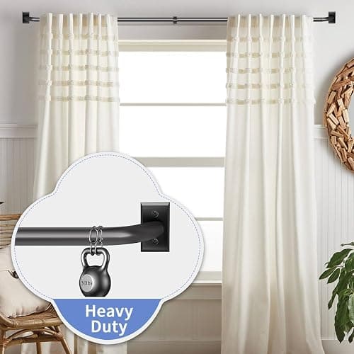 ZYRW Black Curtain Rods, Room Darkening Curtain Rod for Windows 66 to 120 Inches(5.5-10Ft), Wrap Around Rods, Adjustable Heavy Duty Blackout Drapery Rod, Window Treatment, Matte Black thumbnail 7