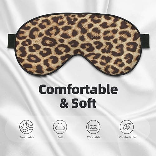 Leopard Print Sleep Mask for Women Men, Soft and Comfortable Eye Mask with Adjustable Strap for Travel Yoga Nap Sleeping thumbnail 3