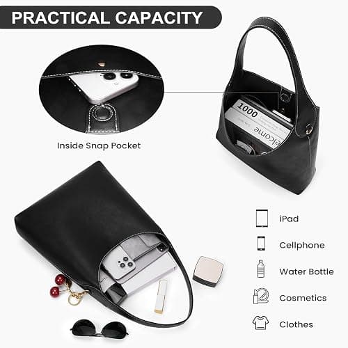 HICARRY Faux Suede Hobo Bags Vegan Leather Shoulder Bag Tote for Women Medium Slouchy Designer Handbags Purses Fall Fashion thumbnail 5
