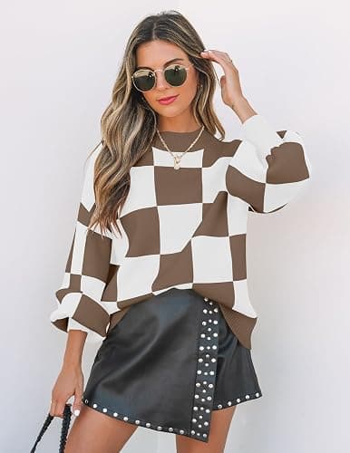 ZESICA Women's 2025 Fall Fashion Turtleneck Long Sleeve Striped Ribbed Knit Loose Pullover Sweater Tops thumbnail 5