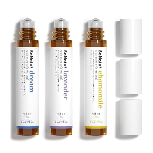 Benatu Essential Oil Roll On Set (Dream, Lavender, Chamomile), Aromatherapy Roller for Massage, Body Skin Care, Home - Natural Fragrance Gift for Women and Men - Dream, Lavender, Chamomile - Image 1