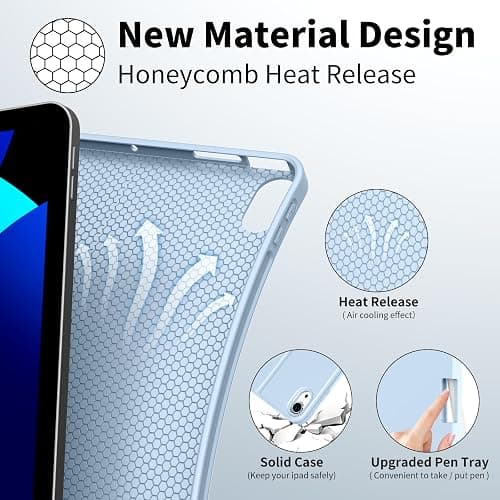 KenKe for iPad(A16) 10th/11th Generation Case with Keyboard (10.9/11 inch) 2022/2025, Soft TPU Back Stand Cover with Pencil Holder, Magnetically Detachable Wireless Bluetooth Keyboard, Sky Blue thumbnail 6