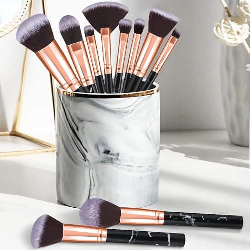 Makeup Brushes 10Pcs Marble Makeup Brush Set Foundation Powder Blush Blending Eyeshadow Brushes Sets thumbnail 5