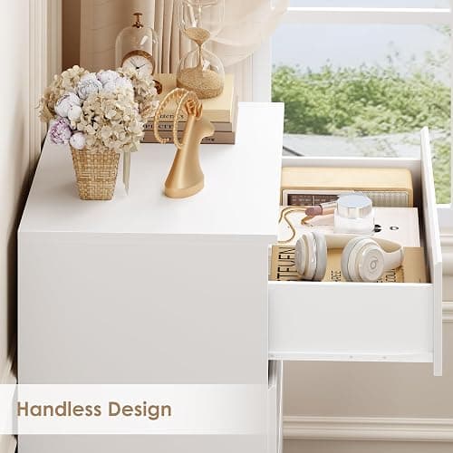 FOTOSOK White Dresser, 4 Drawer Dresser Small Chest of Drawers 23.6L x 15.7W x 31.5H in, Modern White Storage Cabinet with 4 Drawers for Home Office thumbnail 7