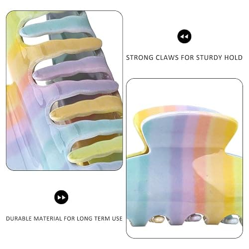 3Pcs Rainbow Plaid Hair Clips for Women Large Striped Hair Clip Cute Colorful Plaid Claw Clips Non Slip Hair Claw Clips for Daily Travel Beach Vacation thumbnail 3