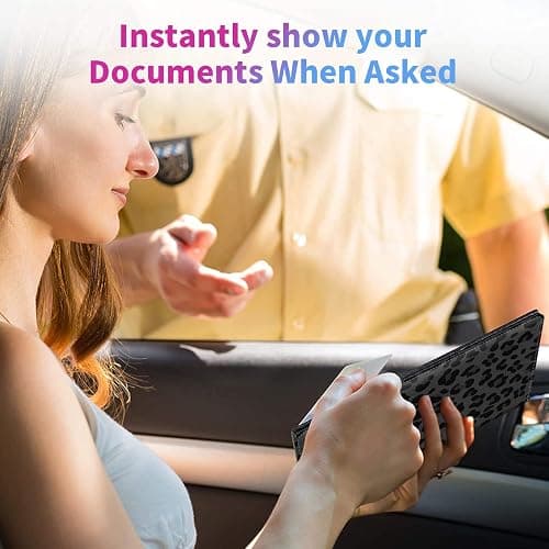 SDDFRHGH Car Registration and Insurance Holder,Leather Insurance License and Registration Card Holder for Car Glove Box, Auto Truck Document Holder Organizer for Men Women- Black leopard print - Black leopard print thumbnail 3