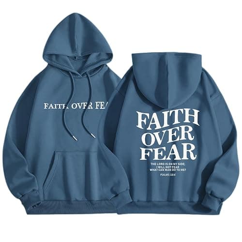 Sulayesh Faith Over Fear Hoodie for Women Christian Jesus Inspirational Sweatshirts Religious Oversized Graphic Pullover Tops - Image 1
