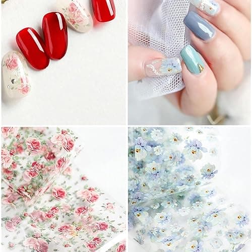 MOLILON Flower Nail Foil Nails Art Design Stickers Decals Lace Nail Art Flowers Holographic Foils Paper Starry Sky Star Transfer Foil Nail Wraps for DIY Nails Decoration - 10 Sheets thumbnail 8