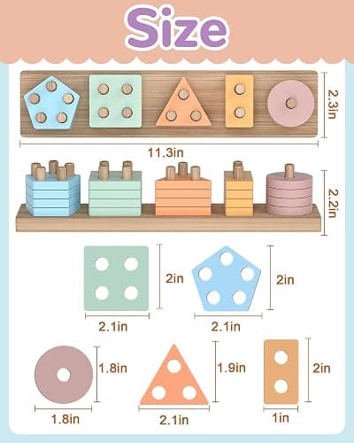Tonberless Montessori Toys for 1 2 3 Year Old Boy Girl, Toys for Ages 2-4 Toddlers Kids Baby, 1 2 Year Old Birthday Gifts, Wooden Learning Puzzles Easter Basket Stuffers Toys for Toddlers 1-3 thumbnail 3