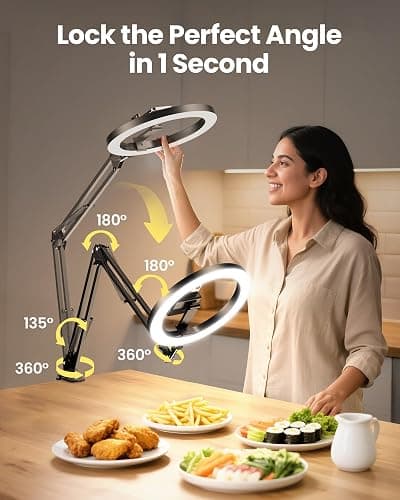 Upgrade Ring Light Overhead Camera Phone Mount for Desk, Evershop 10” Selfie Light with Stand Tripod for iPhone, Light with Phone Holder for Video Recording,Zoom Meeting,Live Streaming Tiktok,YouTube thumbnail 2