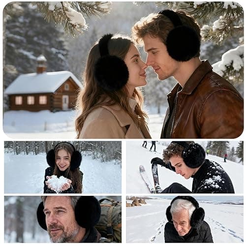 Duxesuk 1 Pcs Headband Winter, Ear Muffs for Women & Men, Foldable Fluffy Earmuffs with Headband, Headband Winter thumbnail 7