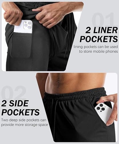Aolesy Men's Gym Shorts with Liner 5"/7"/9" Lightweight Running Shorts Mesh Workout Athletic Shorts with Pockets thumbnail 6