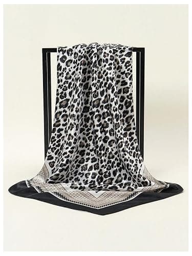 RoseSeek Women's Leopard Print Silk Scarf Satin Square Scarves Cheetah Headband Sleeping Hair Wraps thumbnail 3
