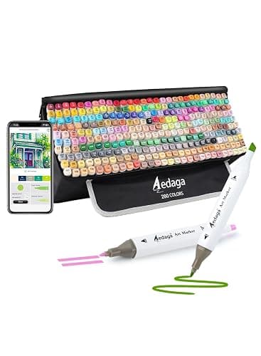 AEDAGA 280 Colors Alcohol Markers with Free App, Dual Tip Art Markers with Kickstand Case for Artists Adults,Alcohol Based Marker for Coloring Painting Sketching and Drawing, Great Gift - Image 1