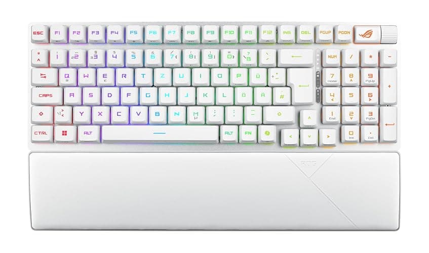 ASUS ROG Strix Scope II 96 RX Wireless White kabellose optische Gaming-Tastatur (Bluetooth, 2,4 GHz, kabelgebunden USB, Streaming-Hotkeys, ROG RX Optical Switches, ROG-Tastaturstabilisatoren, weiß) - Image 1