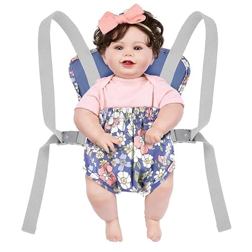 GAGAKU Toddler Baby Carrier for Dolls Reborn Baby Doll Accessories Front and Back Doll Carriers - Blue Flowers thumbnail 5