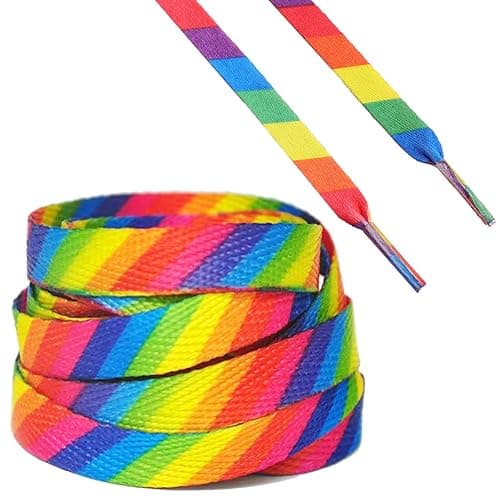 Aqltidiz Rainbow Shoelaces - Colorful Diagonal Shoe Laces - Durability & Strikingly Trendy - Image 1