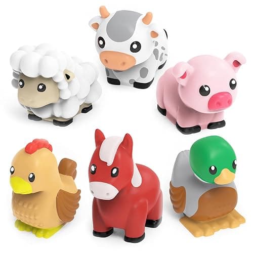 Tub Works® Barnyard™ Mold Free Bath Toys, 6 Pack | Sealed, No Hole Bath Toys Design Keeps Moisture Out | Soft, Squeezable & Float on Water | Farm Animals Baby & Toddler Bathtub Toys | Baby Pool Toys - Image 1