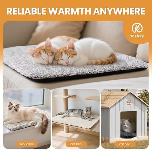 Self Warming Cat Bed Self Heating Cat Dog Mat 24 x 18 inch Extra Warm Thermal Pet Pad for Indoor Outdoor Pets with Removable Cover Non-Slip Bottom Washable Non Electric thumbnail 6