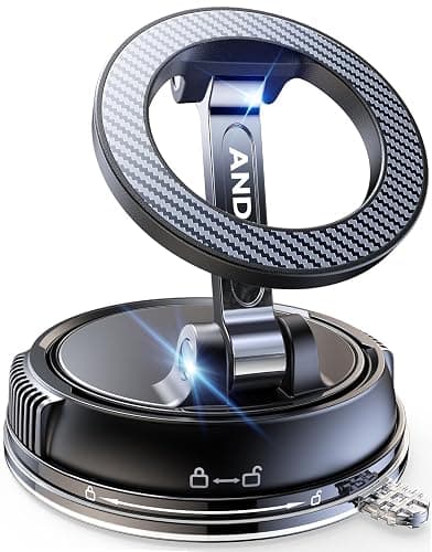 ANDERY Car Phone Holder for Magsafe [78+LBS Max Suction & 2400gf Magnetic] | 360° Adjustable Car Phone Mount, Phone Holders for Your Car for iPhone 17 Pro Max 16 15 14 13 12 Plus Air, Carbon Fiber - Image 1