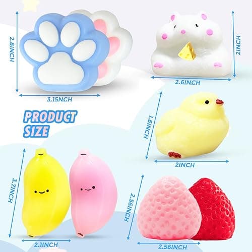 8 Pcs Taba Squishies Pack - Squishy Pack Include (2 Strawberry, 2 Cat Paws,2 Banana,1 Hamster,1 Chick),Squishy Fidget Toys Set,Gifts for Kids, Party Favors - Cute Taba Handmade Stress Toys thumbnail 2