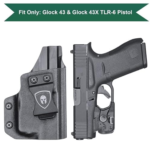 WARRIORLAND Compatible with Glock 43 w/TLR-6 Holster, IWB Kydex Holster Fit G43 / G43X w/TLR6 Laser Light - Not Fit MOS, Inside Waistband Holster, Adj. Cant & Retention, Right/Left Hand Option - A Black(Right Hand Draw (IWB) thumbnail 4