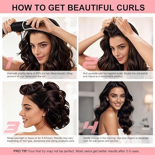 Togayu Heatless Curls Overnight Hair Care Set - Jumbo Velvet Hair Curlers | No Heat Hair Rollers for Women, Comfortable Sleep-In Hair Rollers with Satin Scarf, No Heat Damage Curling Rods for All Hair thumbnail 4