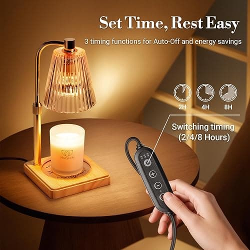Marycele Candle Warmer Lamp with Timer for Yankee Candles, Adjustable Height Wax Melt Warmer, Birthday Gifts for Mom Women Sister, Vintage Amber Glass Lamp, Thanksgiving Decorations for Home Decor thumbnail 5