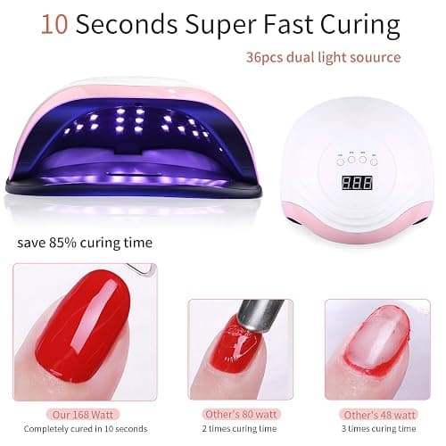 Aokyom 168W Lámpara Secadora UV Uñas, Gel Curado Máquina 36LED y Pantalla LED, con 4 Temporizador de 10s,30s,60s 99s Para Manicura Pedicura Nail Art Hogar, Salón thumbnail 2
