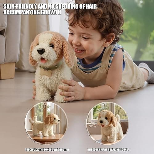 Wuffy Robot Dog, Robot Dogs Realistic, Interactive Walking Plush Toy Dog, Leash Remote Plush Toy Puppy with Touch Barking, Wags-Tail, Tongue Licking, Sing, Battery Powered (Batteries Not Included） thumbnail 6