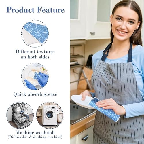 Lucomb 8 Pack Swedish Dishcloths for Kitchen, Reusable Dish Cloth Kitchen Towels Absorbent Sponges Fast Drying Swedish Dish Cloth for Washing Dishes Countertops Tables Cleaning thumbnail 6