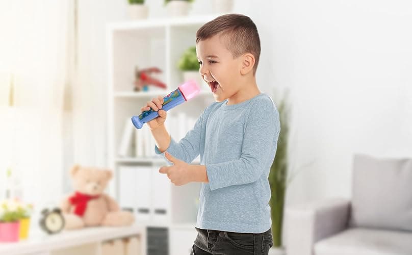 eKids Disney Stitch Karaoke Microphone for Kids, Bluetooth Microphone with Echo Effects and Light Show (Stitch) thumbnail 3
