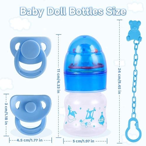BABESIDE Baby Doll Bottles with Disappearing Milk and Juice Magic Bottles, Magnetic Pacifiers and Pacifier Clips Chain for Reborn Baby Dolls Girls & Boys, 8 Pcs Baby Doll Accessories Set thumbnail 2