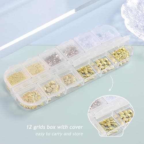 12 Fächer Sommer Muschel Nagelkunst Charms, 3D Ozean Thema Nagel Steinchen, Muschel Charms Nägel Für Frauen, Goldene Perlen Nägel Für DIY-Nageldesign, Kartendeko & Handyhüllen thumbnail 5