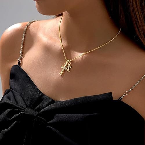 Partm Gold Cross Necklace for Women 14K Plated Dainty Pendant Cross Chain Faith Crucifix Choker Baptism Necklace for Women Trendy Religious Jewelry Hypoallergenic thumbnail 8