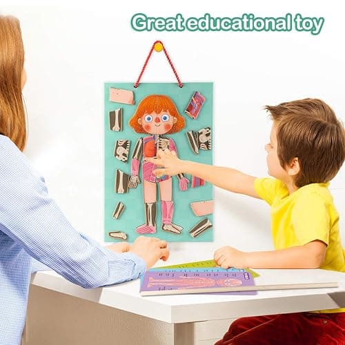Human Body Puzzle for Kids Toddlers 90PCS Magnetic Boy Girl Anatomy Play Set Body Parts Organs Muscles Skeleton and Bones Wooden Puzzle Toys Aged 3+ Educational Learning Preschool Toys thumbnail 5