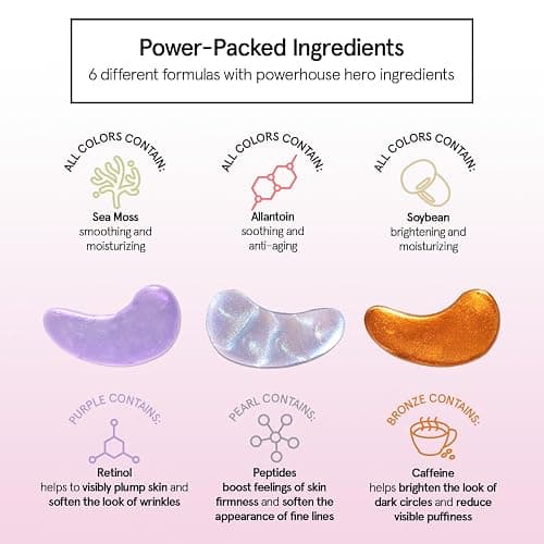 grace & stella Under Eye Mask Variety Pack - 18 Pairs of Under Eye Patches for Dark Circles - With 6 Colors (3 Pairs/Color) - Valentines Gift Bags - Gel Masks Puffy Eyes for Women, Vegan Cruelty Free thumbnail 5
