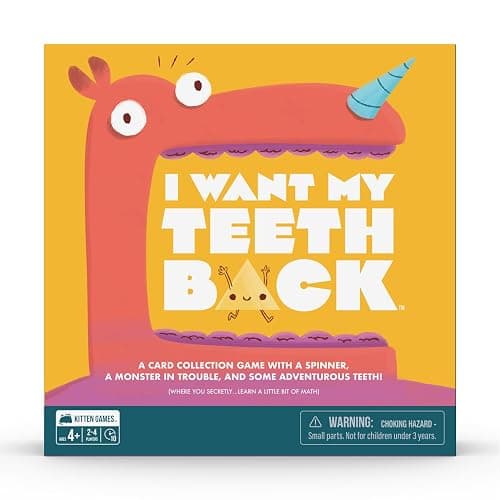 Exploding Kittens I Want My Teeth Back, 2-4 Players, Ages 4+ Kids Game | Spin, collect teeth for your Meef, and make silly choices in this quick kids game that builds counting and critical thinking. - Image 1