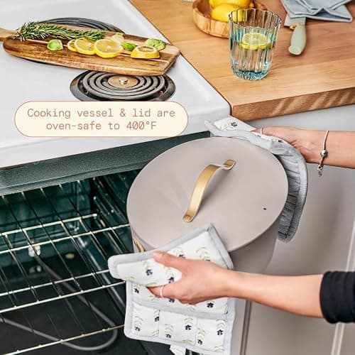 Beautiful 10-in-1 Electric Multi-Cooker by Drew Barrymore, 6-quart, digital display, 10 cooking functions, non-stick pot, easy one-touch control (Porcini Taupe) thumbnail 8