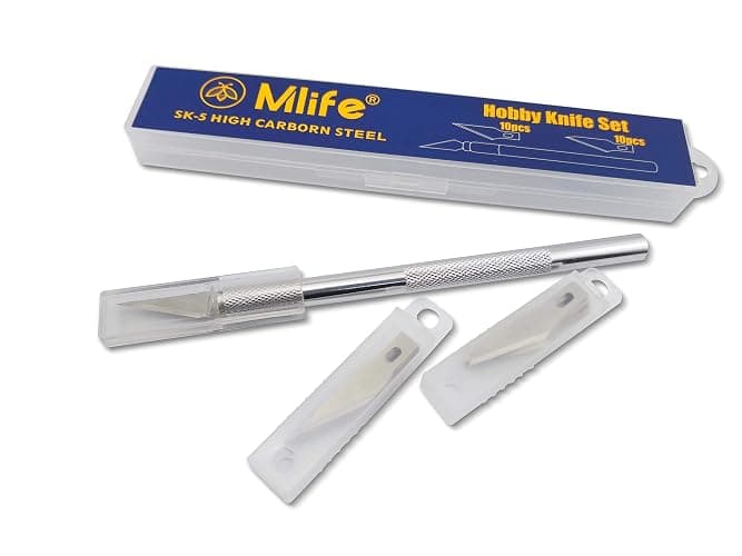 Mlife Hobby Knife Precision Stainless Steel Craft Knife Set for DIY Art Work Cutting - 1 Handles and 20 Spare Blades with Storage Case thumbnail 7