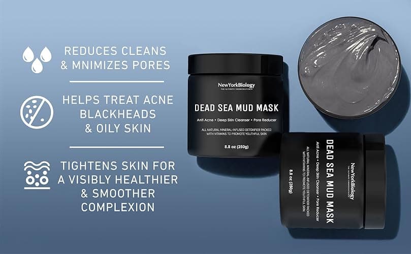 New York Biology Dead Sea Mud Mask for Face and Body - Spa Quality Pore Reducer for Acne, Blackheads & Oily Skin, Natural Skincare for Women, Men - Tightens Skin for A Healthier Complexion - 8.8 oz - Original - 8.8 Ounce (Pack of 1) thumbnail 4