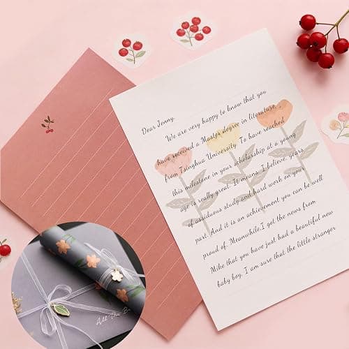 CSLEIAN 72 Pcs Stationery Paper Envelopes Set Includes 24 Lined Writing Paper & 12 Envelopes, Lovely Floral Cute Letter Writing Stationary Paper Envelopes Kit for Girls Office School Supplies(6Style) thumbnail 5