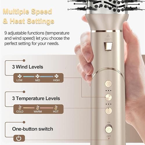 oryvia Air wrap Hair Styler & 8 in 1 Hair Dryer Brush, 1200W Rotate Air Wrap, 130,000 RPM High Speed Negative Ions Hot Air Brush, Air Styler for Volumizer, Curl, Straighten, Drying, Champagne Gold thumbnail 6