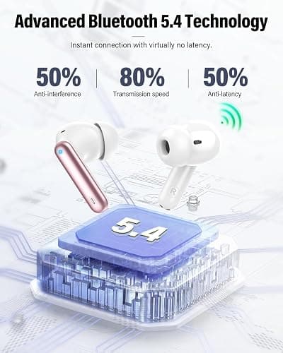 Wireless Earbuds, Bluetooth 5.4 Headphones Bass Stereo, Ear Buds with Noise Cancelling Mic, IP7 Waterproof in Ear Earphones, 36H LED Display Bluetooth Earbuds for Laptop Pad Phones Sports, Rose Gold - Rose Gold thumbnail 4