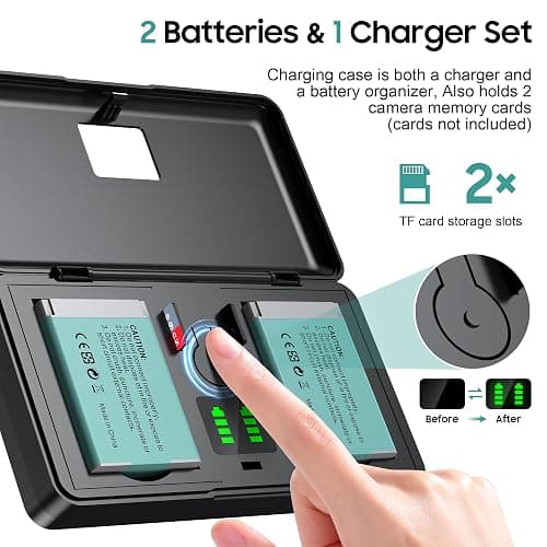NB-13L Battery(2 Pack) and Charger(2CH) Set,Camera Accessories for Canon G9X,G5X,G1X G7X Mark II/III,SX620/SX720/SX730/SX740 HS, EOS M10/M100/M6,Replacement Rechargeable Lithium Ion Batteries Case thumbnail 2