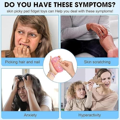 2 Pack Skin Picking Fidget Picky Toys Pick Fidget Pad Toys for Trichotillomania Skin Pickers Dermatillomania ADHD OCD Adults (2 Pack-Pink) thumbnail 3