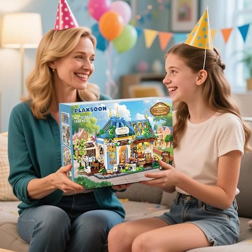PLAXSOON Flower Café House Building Set with Lights and Openable Design | Botanical Coffee Architecture 1520 PCS, Floral Bakery Construction Model for Home Decor, Gift for Adults Women Teens Girl 12+ thumbnail 9