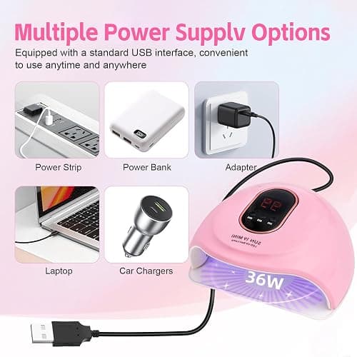 Acrylic Nail Art Kit-Nail Art Manicure Set Acrylic Powder Brush Glitter File French Tips U V Lamp Nail Art Decoration Tools Nail Drill kit for beginners with everything at home (White) thumbnail 6